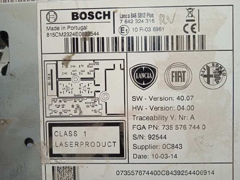Recambio de sistema audio / radio cd para lancia ypsilon (402) 1.3 jtd 16v referencia OEM IAM 735576744  7642324316
