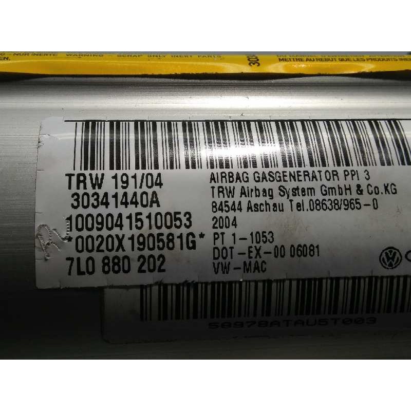 Recambio de airbag delantero derecho para volkswagen touareg (7la) tdi r5 referencia OEM IAM 7L0880202  