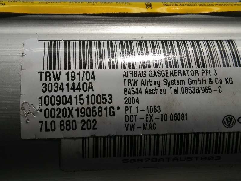 Recambio de airbag delantero derecho para volkswagen touareg (7la) tdi r5 referencia OEM IAM 7L0880202  