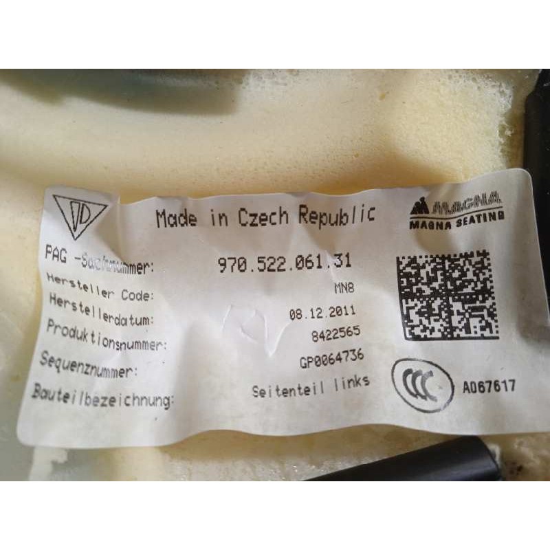 Recambio de airbag lateral trasero izquierdo para porsche panamera 4 s referencia OEM IAM 97052206131  