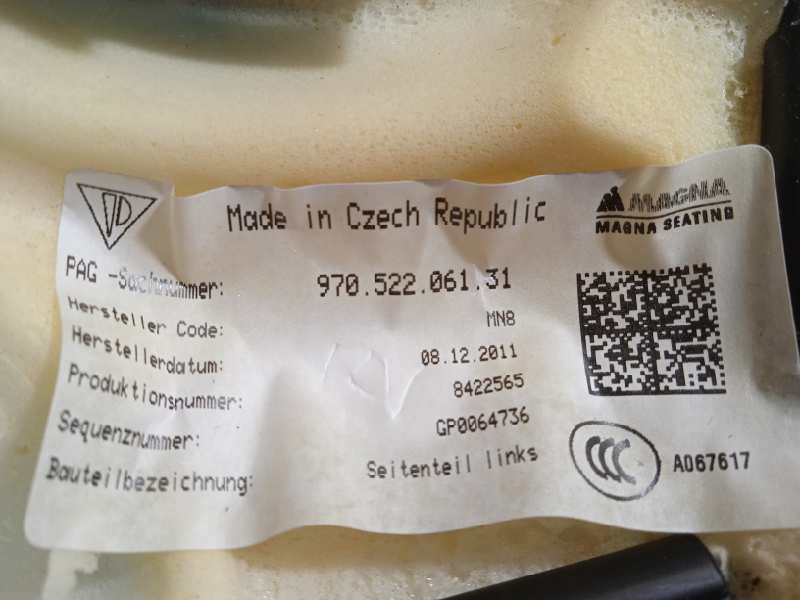 Recambio de airbag lateral trasero izquierdo para porsche panamera 4 s referencia OEM IAM 97052206131  