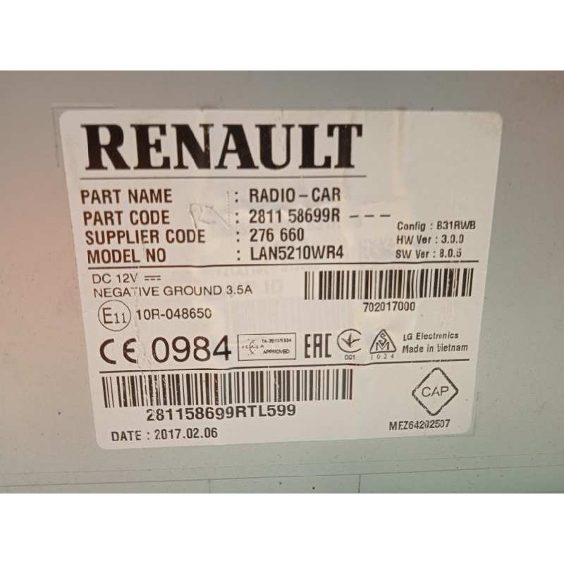 Recambio de pantalla multifuncion para renault clio iv 1.5 dci diesel fap referencia OEM IAM 281158699R  