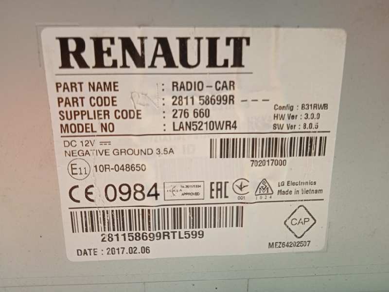 Recambio de pantalla multifuncion para renault clio iv 1.5 dci diesel fap referencia OEM IAM 281158699R  