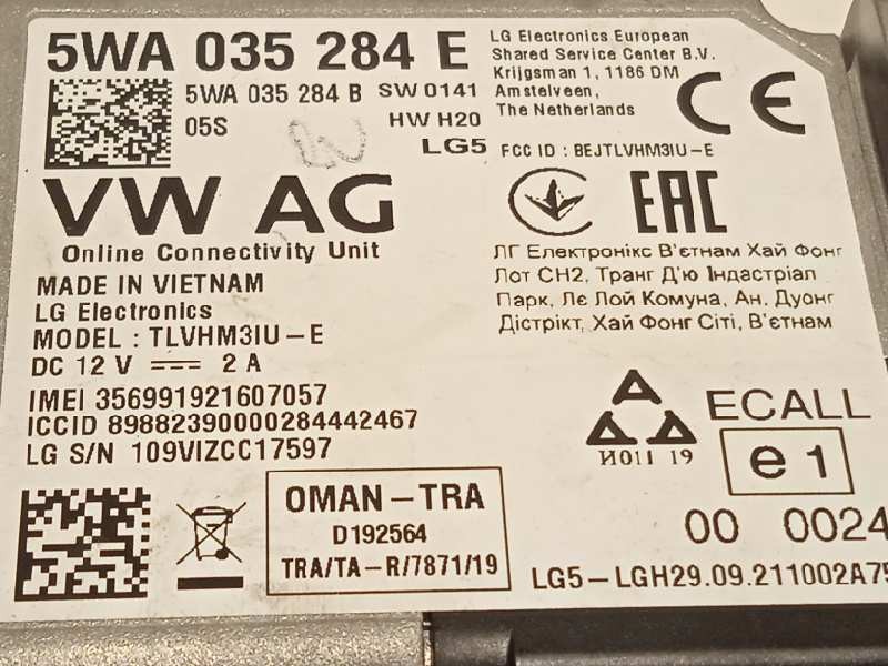 Recambio de modulo electronico para seat ibiza (kj1) fr referencia OEM IAM 5WA035284E  