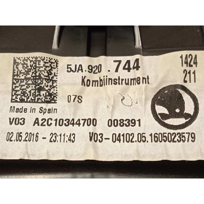 Recambio de cuadro instrumentos para skoda spaceback (5h) 1.6 tdi dpf referencia OEM IAM 5JA920744  A2C10344700