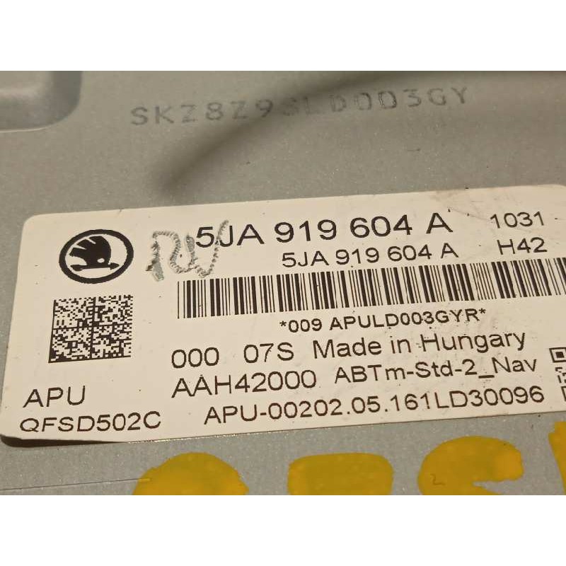 Recambio de pantalla multifuncion para skoda spaceback (5h) 1.6 tdi dpf referencia OEM IAM 5JA919604A  