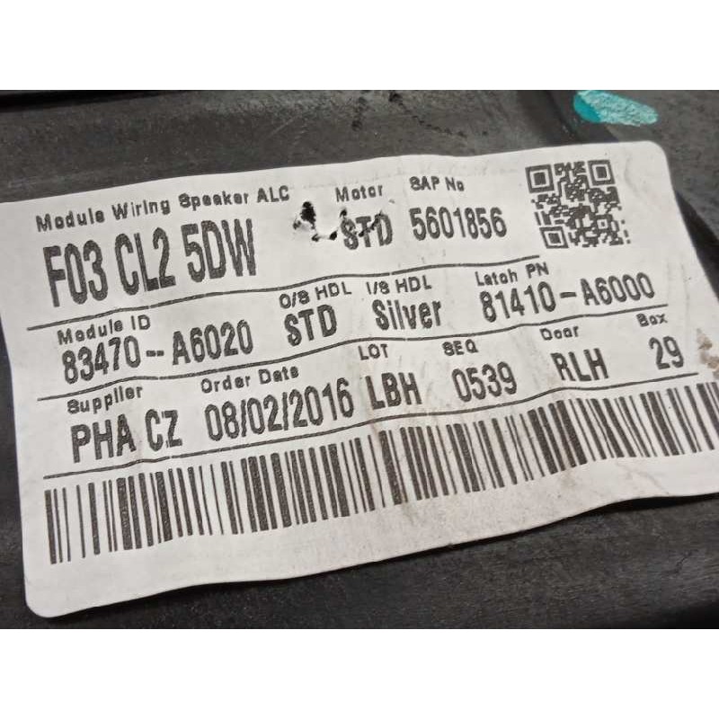 Recambio de elevalunas trasero izquierdo para hyundai i30 (gd) 1.4 cat referencia OEM IAM 83470A6020  83450A5000