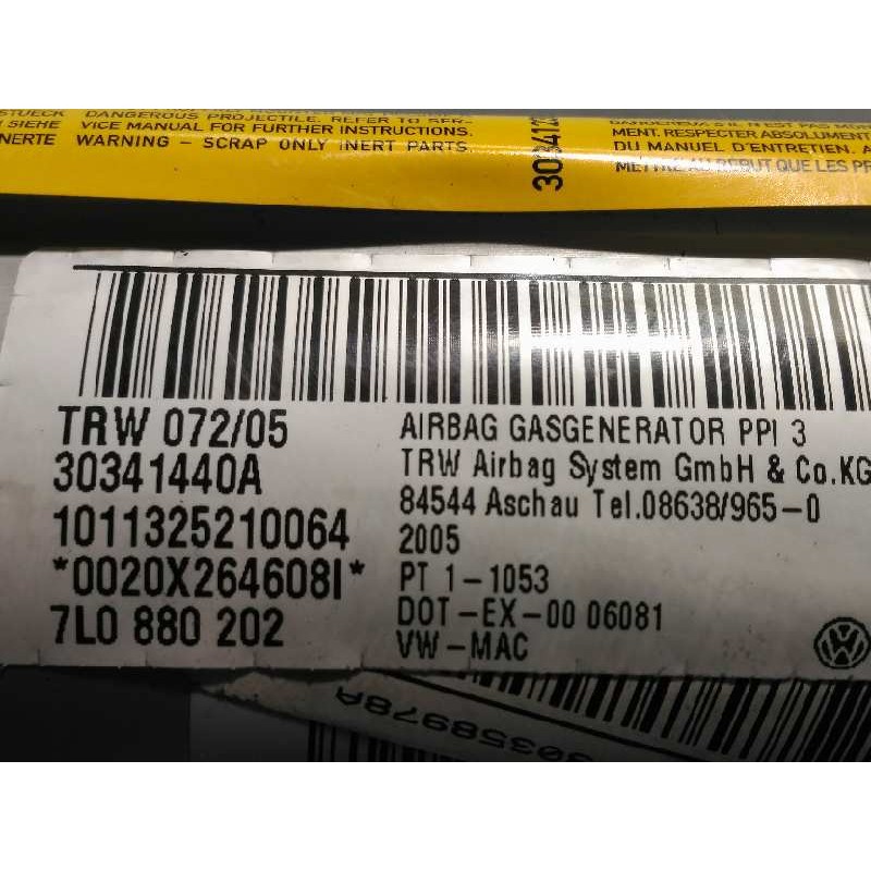 Recambio de airbag delantero derecho para volkswagen touareg (7la) tdi r5 referencia OEM IAM 7L0880202  