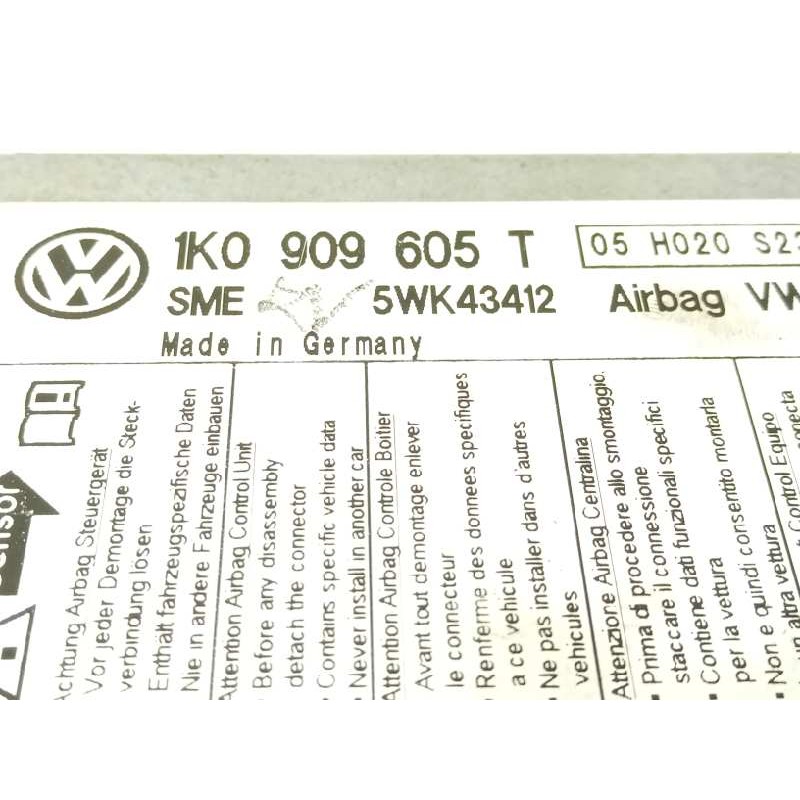 Recambio de centralita airbag para skoda octavia berlina (1z3) executive referencia OEM IAM 1K0909605T 5WK43412 1K0909605T0S3