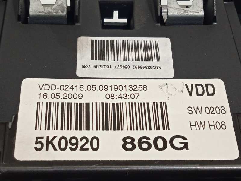 Recambio de cuadro instrumentos para volkswagen golf vi (5k1) advance referencia OEM IAM 5K0920860G  