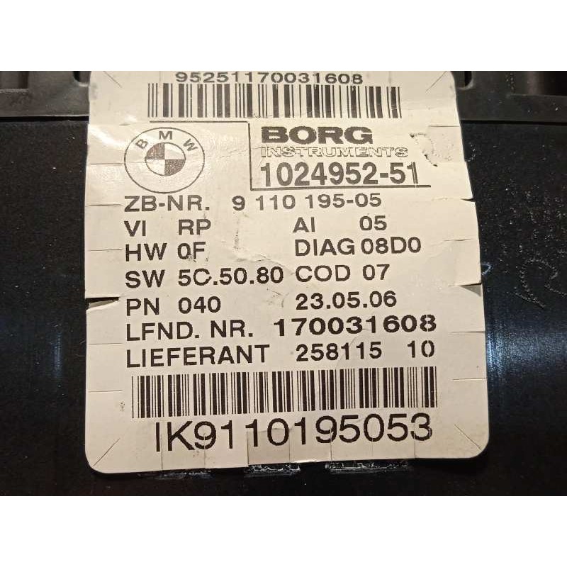 Recambio de cuadro instrumentos para bmw serie 1 berlina (e81/e87) 118d referencia OEM IAM 9110195  62109110195