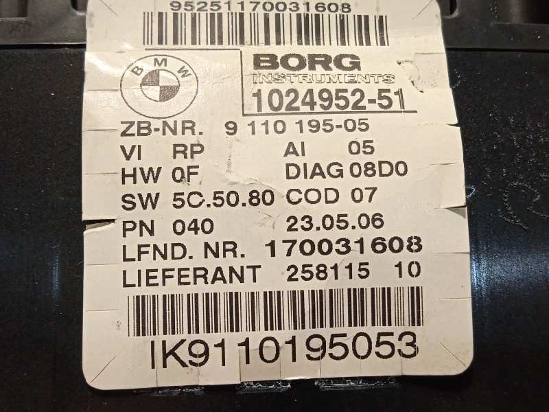Recambio de cuadro instrumentos para bmw serie 1 berlina (e81/e87) 118d referencia OEM IAM 9110195  62109110195