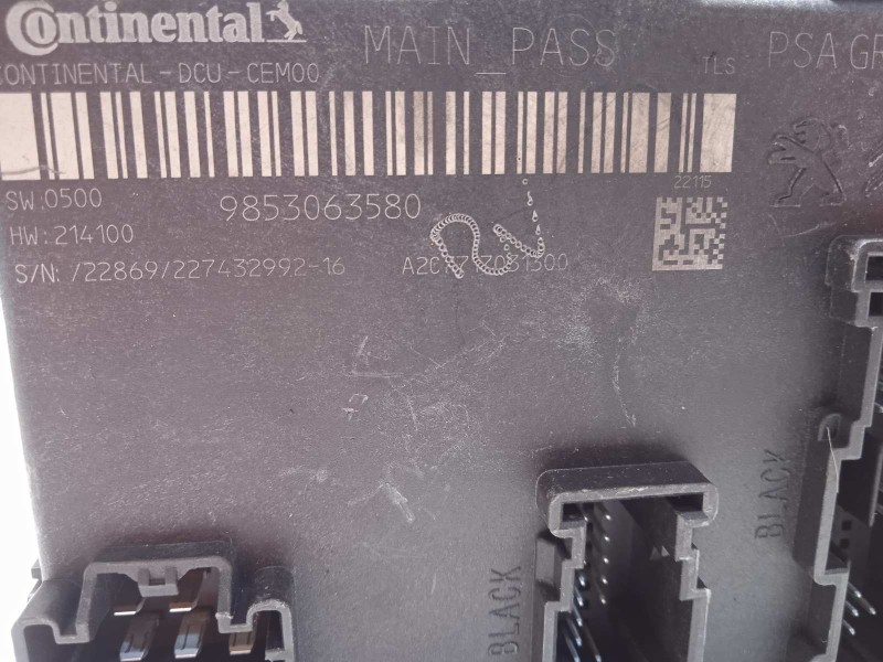 Recambio de centralita confort para peugeot 308 1.6 allure hybrid referencia OEM IAM 9853063580  