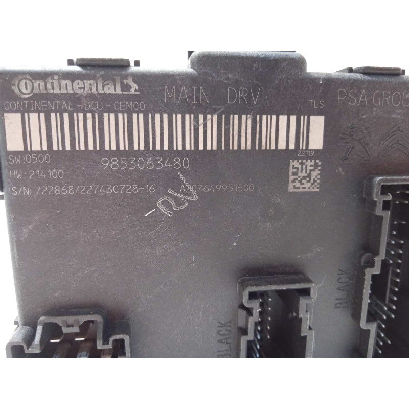 Recambio de centralita confort para peugeot 308 1.6 allure hybrid referencia OEM IAM 9853063480  