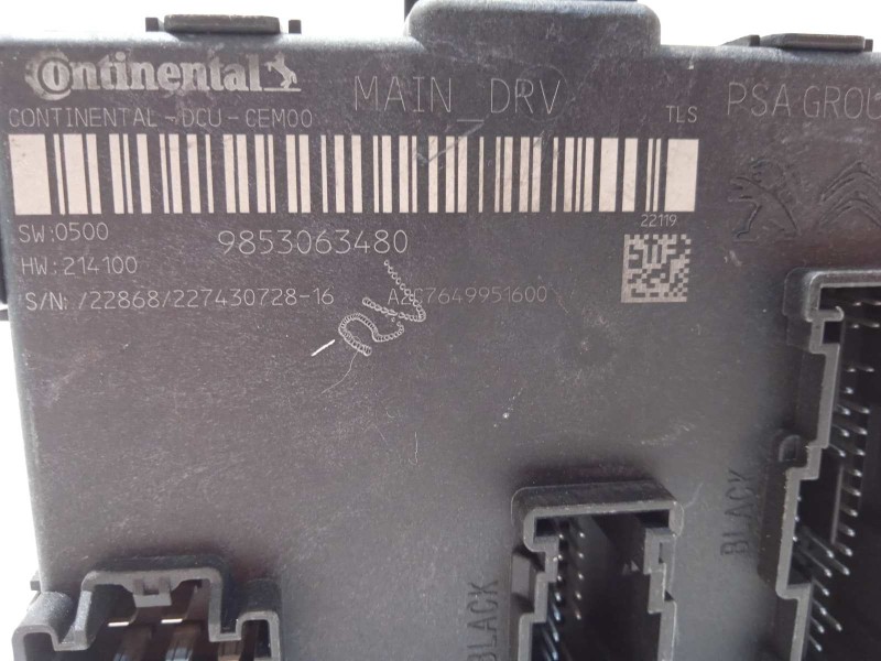 Recambio de centralita confort para peugeot 308 1.6 allure hybrid referencia OEM IAM 9853063480  