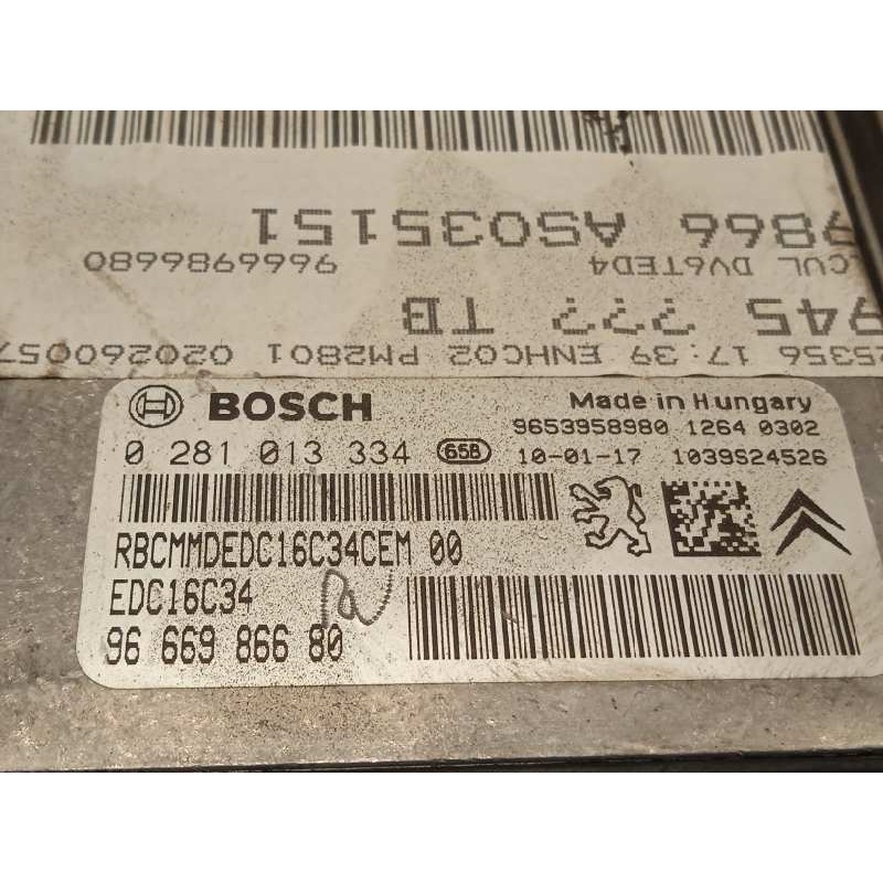 Recambio de centralita motor uce para peugeot 3008 premium referencia OEM IAM 9666986680  0281013334