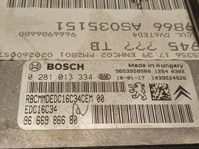 Recambio de centralita motor uce para peugeot 3008 premium referencia OEM IAM 9666986680  0281013334