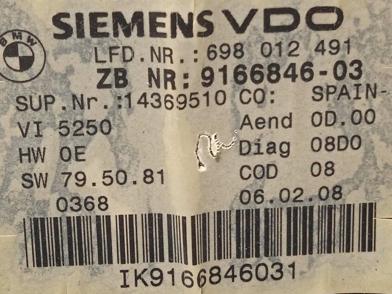 Recambio de cuadro instrumentos para bmw serie 3 berlina (e90) 320d referencia OEM IAM 9166846 62109316127 62109166846
