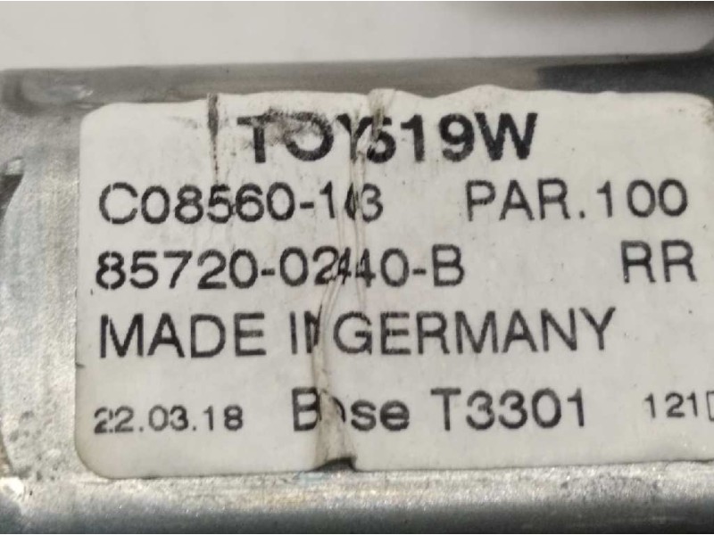 Recambio de elevalunas trasero derecho para toyota auris 1.8 16v (híbrido) referencia OEM IAM 8572002440  6983002430