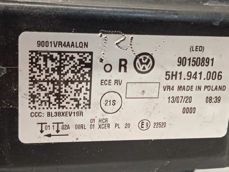 Recambio de faro derecho para volkswagen golf viii lim. (cd1) style referencia OEM IAM 5H1941006  