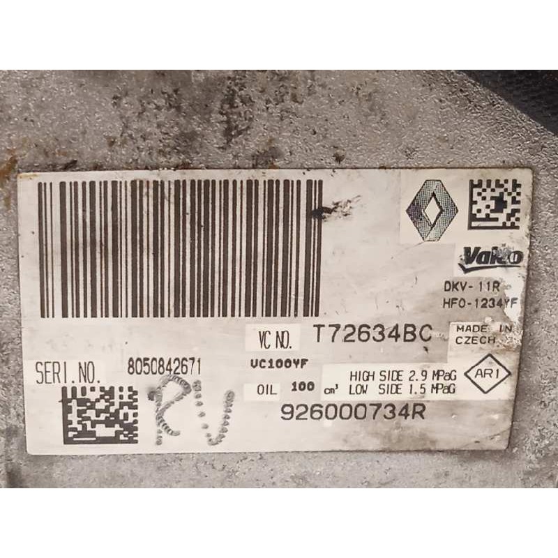 Recambio de compresor aire acondicionado para renault captur 1.3 tce referencia OEM IAM 926000734R  