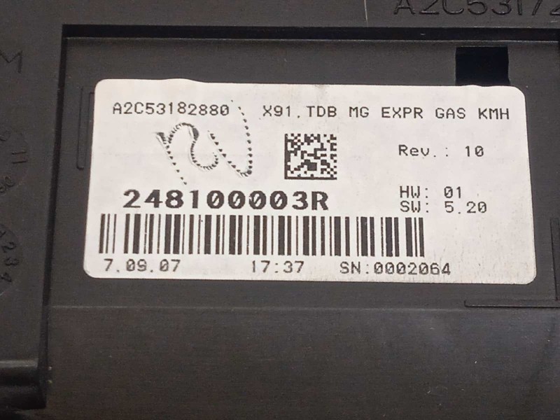 Recambio de cuadro instrumentos para renault laguna iii 2.0 16v e85 cat (etanol) referencia OEM IAM 248100003R  