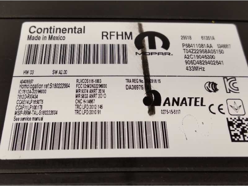 Recambio de modulo electronico para jeep compass ii longitude 4x2 referencia OEM IAM P68411081AA  A2C19046300