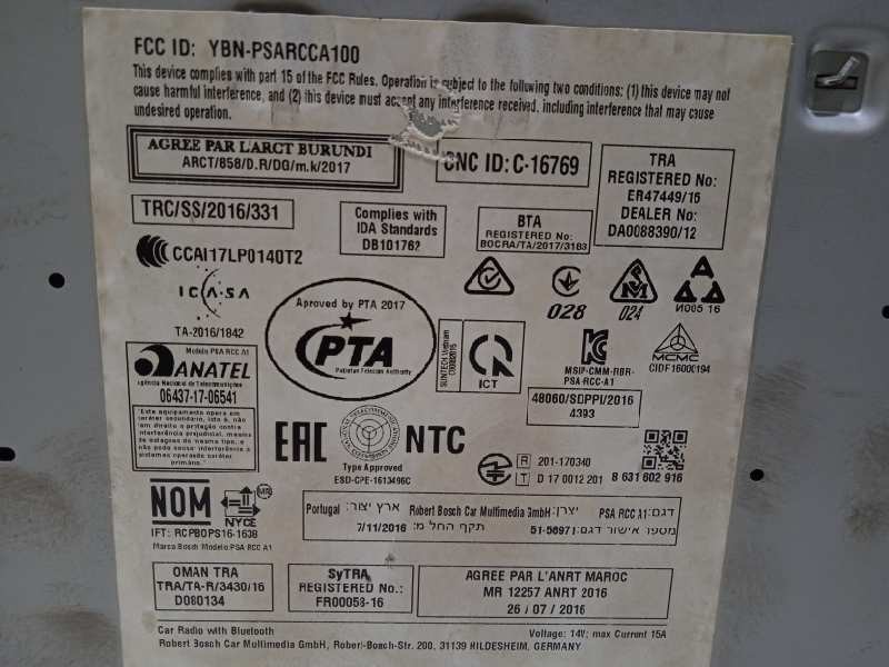 Recambio de sistema audio / radio cd para citroën c4 picasso referencia OEM IAM 9822729680 7503900130 1623788880