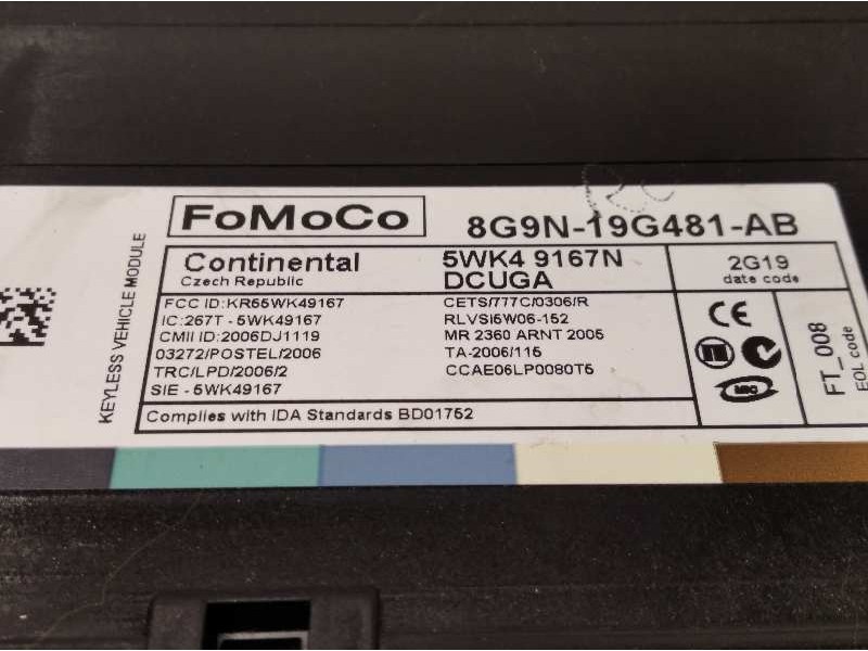 Recambio de modulo electronico para jaguar xf 2.2 diesel referencia OEM IAM 8G9N19G481AB  5WK49167N