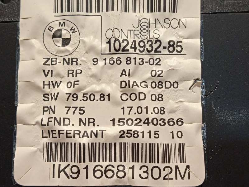 Recambio de cuadro instrumentos para bmw serie 1 berlina (e81/e87) 118i referencia OEM IAM 9166813  62109166813
