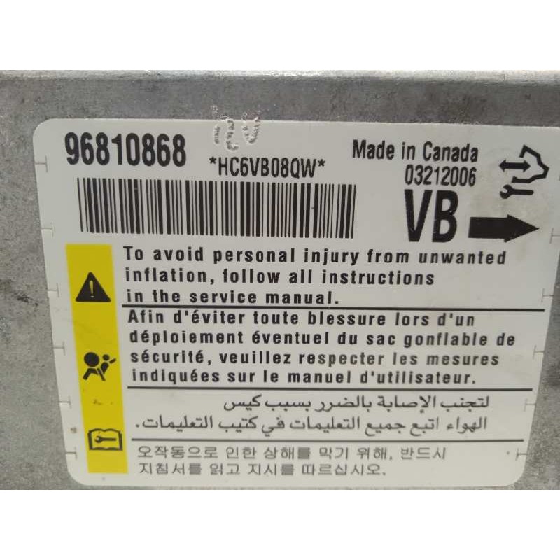 Recambio de centralita airbag para chevrolet captiva 2.0 diesel cat referencia OEM IAM 96810868  