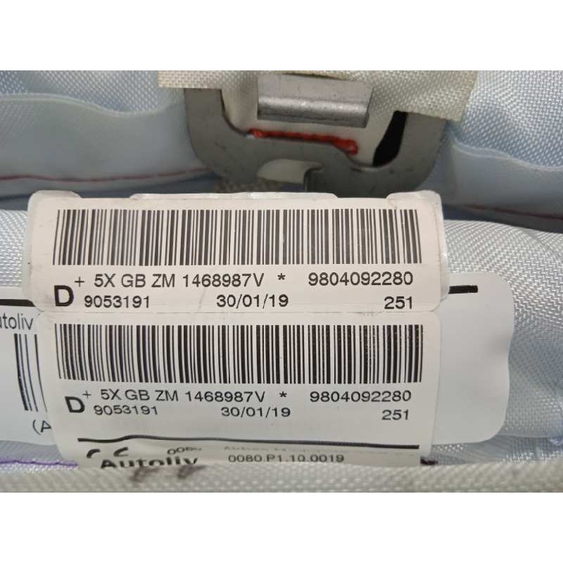 Recambio de airbag cortina delantero derecho para peugeot 2008 (--.2013) allure referencia OEM IAM 9804092280  