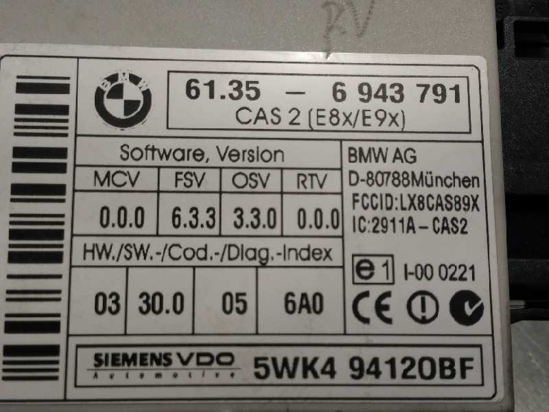 Recambio de centralita check control para bmw serie 3 berlina (e90) 318d referencia OEM IAM 61356943791 6943791 5WK494120BF