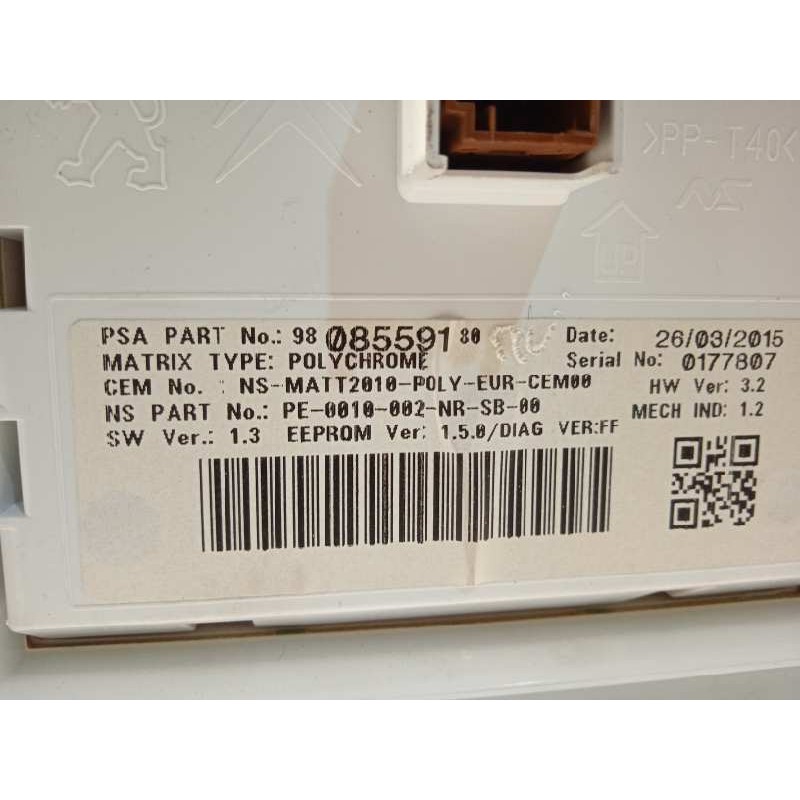 Recambio de cuadro instrumentos para peugeot 2008 (--.2013) active referencia OEM IAM 9808559180  