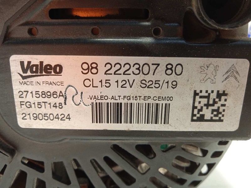 Recambio de alternador para citroën c5 aircross shine referencia OEM IAM 9822230780  FG15T148