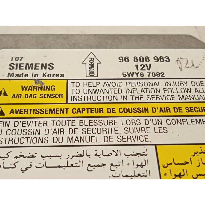 Recambio de centralita airbag para chevrolet aveo 1.4 cat referencia OEM IAM 96806963  5WY67082