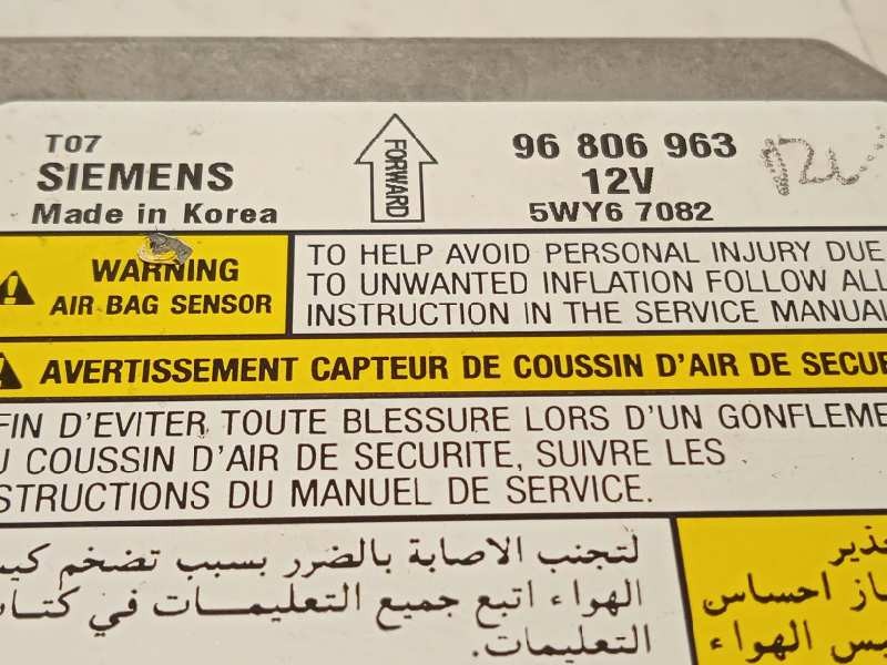 Recambio de centralita airbag para chevrolet aveo 1.4 cat referencia OEM IAM 96806963  5WY67082