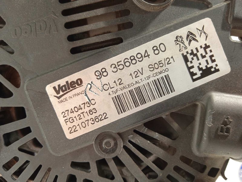 Recambio de alternador para citroën c3 aircross c-series referencia OEM IAM 9835689480 2740473C FG12T163