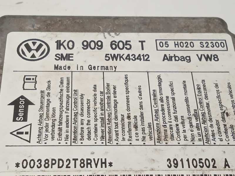Recambio de centralita airbag para seat altea xl (5p5) stylance / style referencia OEM IAM 1K0909605T 5WK43412 1K0909605T0S3
