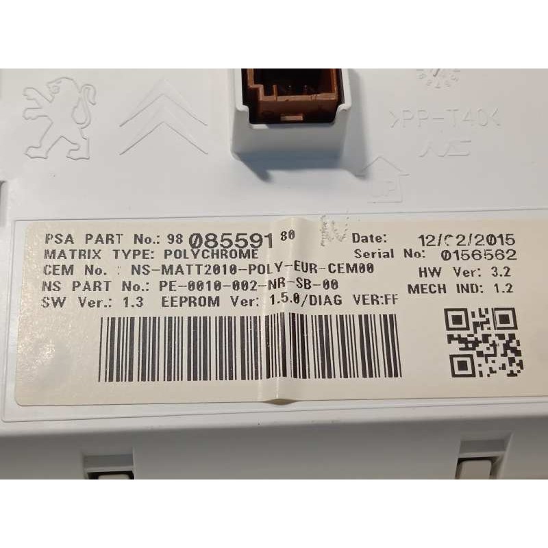 Recambio de cuadro instrumentos para peugeot 208 1.2 12v vti referencia OEM IAM 9808559180  