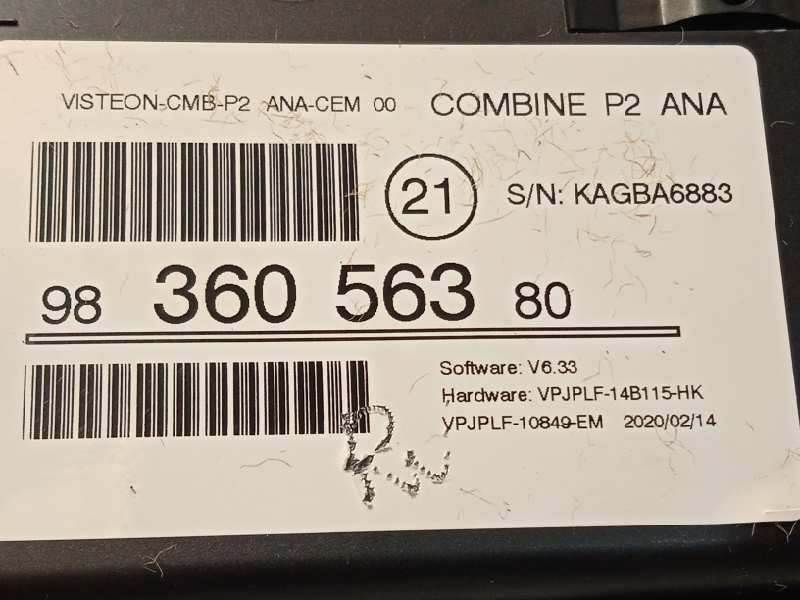Recambio de cuadro instrumentos para peugeot 208 (p2) active referencia OEM IAM 9836056380  