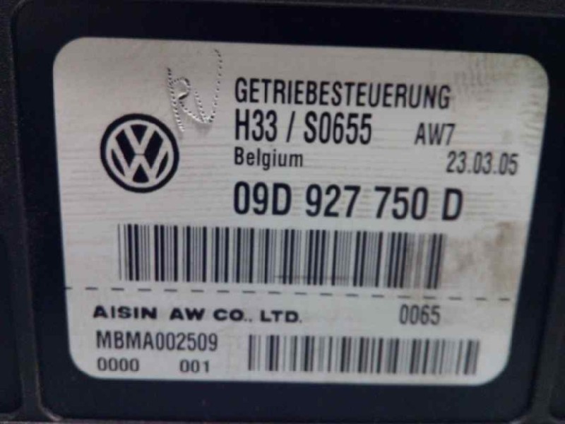 Recambio de centralita cambio automatico para volkswagen touareg (7la) tdi v6 referencia OEM IAM 09D927750D  