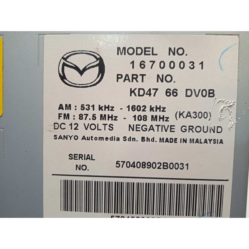 Recambio de sistema navegacion gps para mazda cx-5 2.2 turbodiesel cat referencia OEM IAM KD4766DV0B  