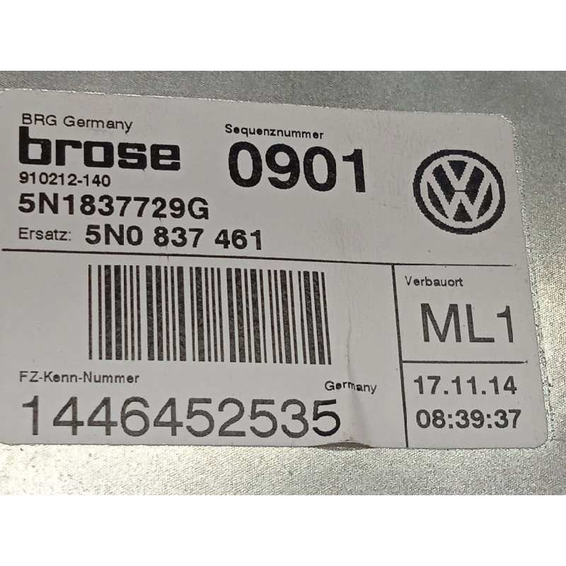 Recambio de elevalunas delantero izquierdo para volkswagen tiguan (5n2) t1 bluemotion referencia OEM IAM 5N1837729G  5N0959701G
