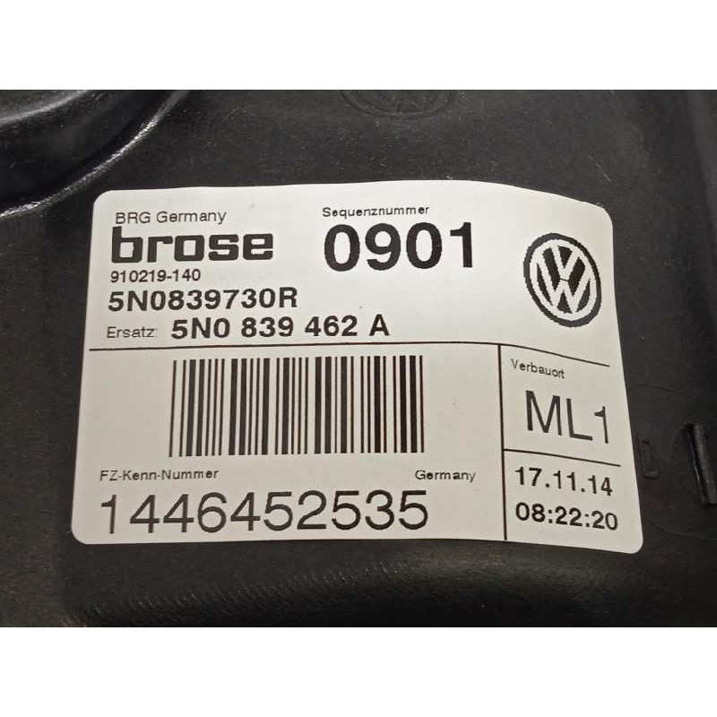 Recambio de elevalunas trasero derecho para volkswagen tiguan (5n2) t1 bluemotion referencia OEM IAM 5N0839730R  5N0959704F