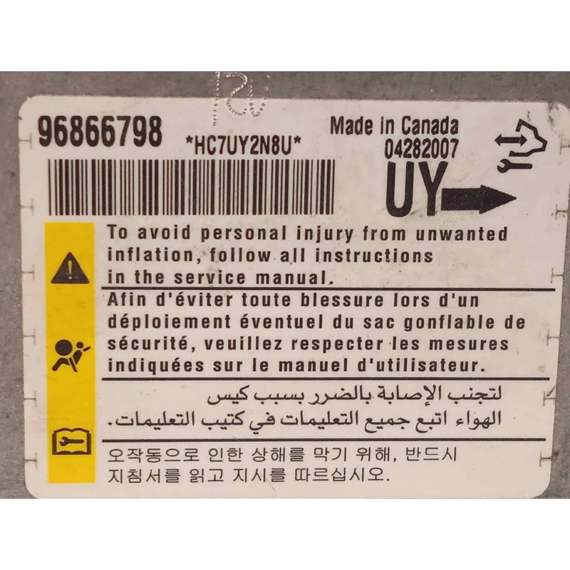 Recambio de centralita airbag para chevrolet captiva 2.0 vcdi lt referencia OEM IAM 96866798  