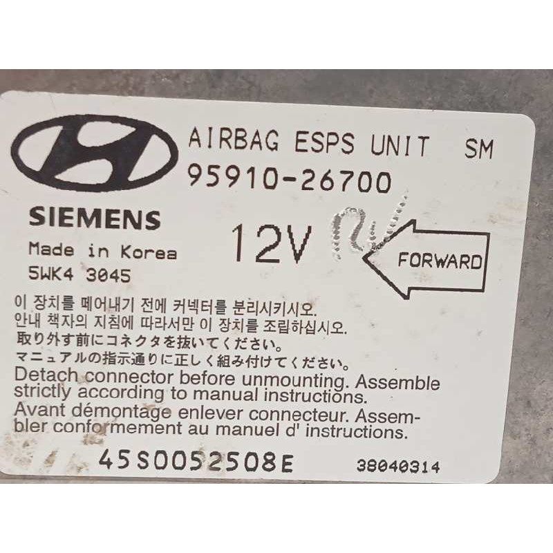 Recambio de centralita airbag para hyundai santa fe (sm) 2.0 crdi cat referencia OEM IAM 9591026700  5WK43045