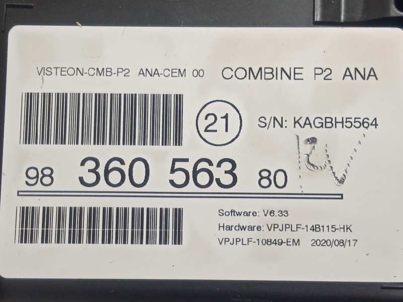 Recambio de cuadro instrumentos para peugeot 208 (p2) allure referencia OEM IAM 9836056380  