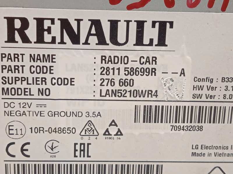 Recambio de pantalla multifuncion para renault clio iv zen referencia OEM IAM 281158699R  