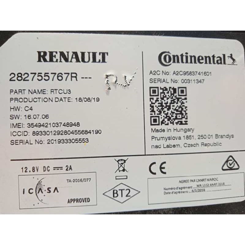 Recambio de modulo electronico para renault megane iv grandtour 1.3 tce referencia OEM IAM 282755767R  